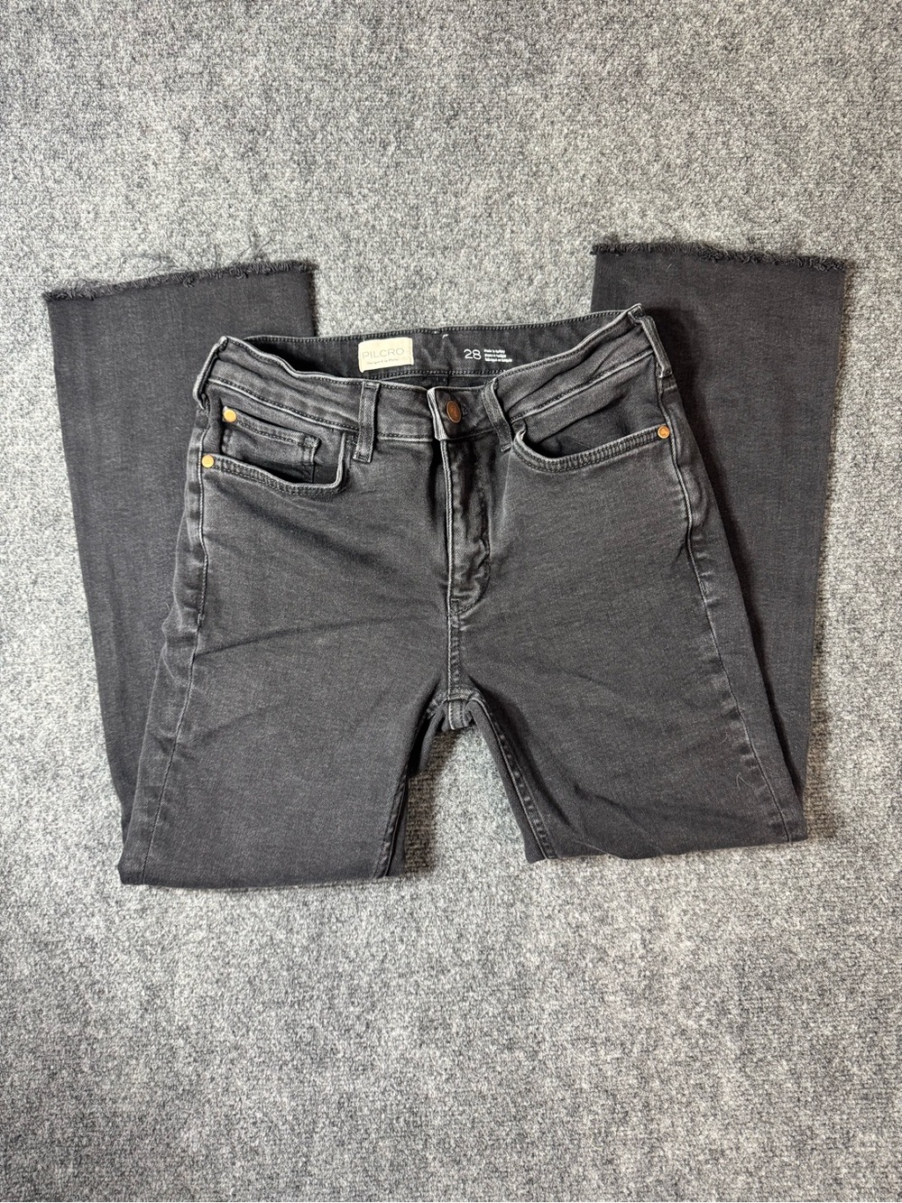 Pilcro Charcoal Black High-Rise Straight Jeans - Women's
